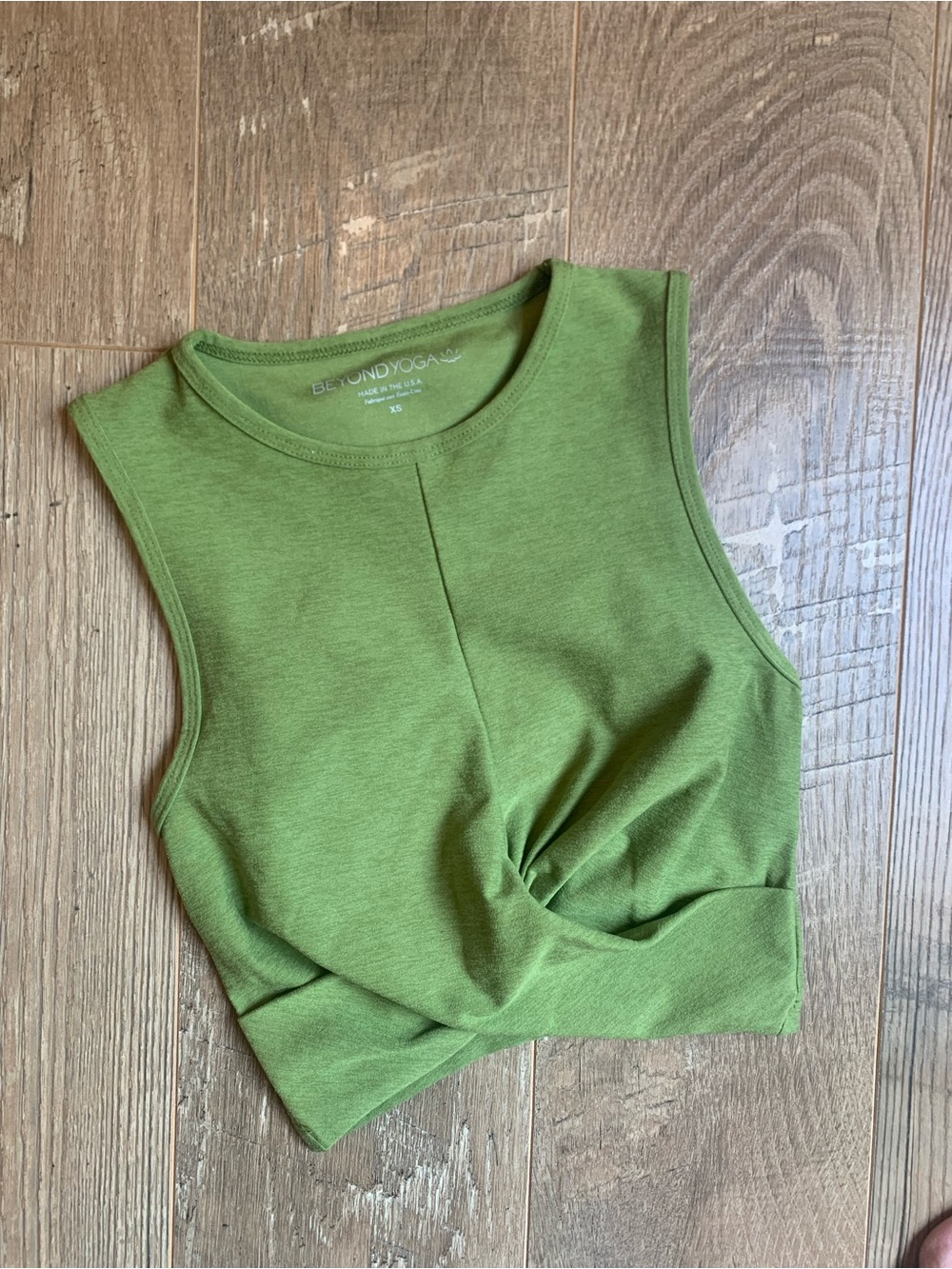 Beyond Yoga Olive Green Twist-Front Crop Tank - XS